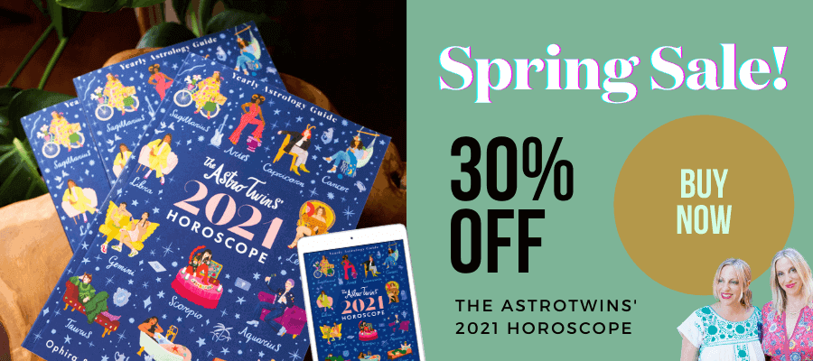 30% off The AstroTwins' 2021 Horoscope Book - spring sale!