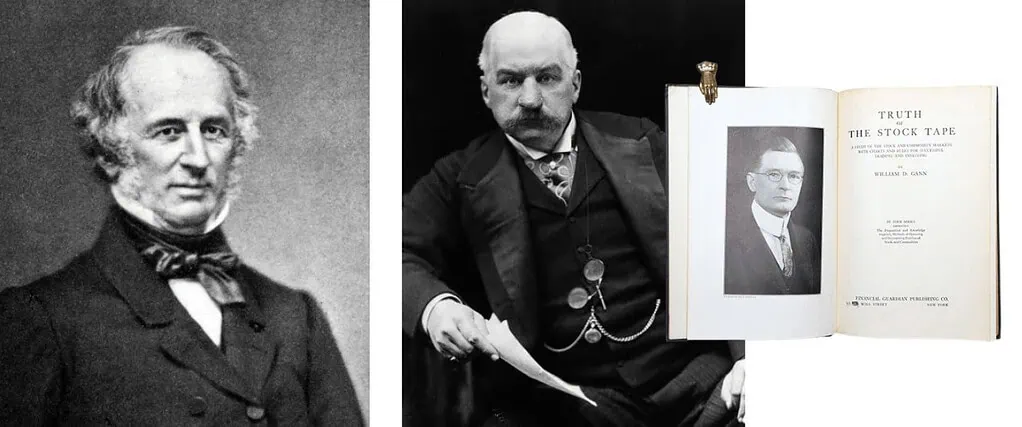 L-R: Cornelius Vanderbilt, JP Morgan, WD Gann